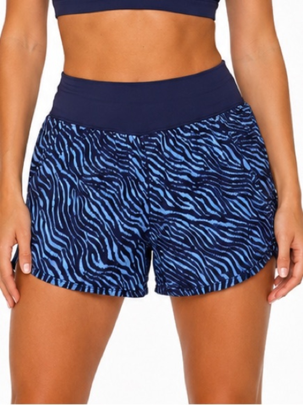 OFFLINE by Aerie Goals Running athletic Shorts Blue Zebra Print Lined Medium